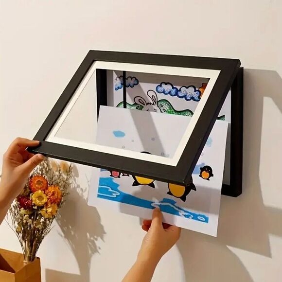Magnetic A4 Black Art Frame With Front Opening  Picture Display New - Picture 1 of 8